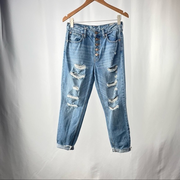 Free People We The Free Blossom Distressed Rigid Skinny Jeans in‎ Blue Size 28 - Picture 5 of 13